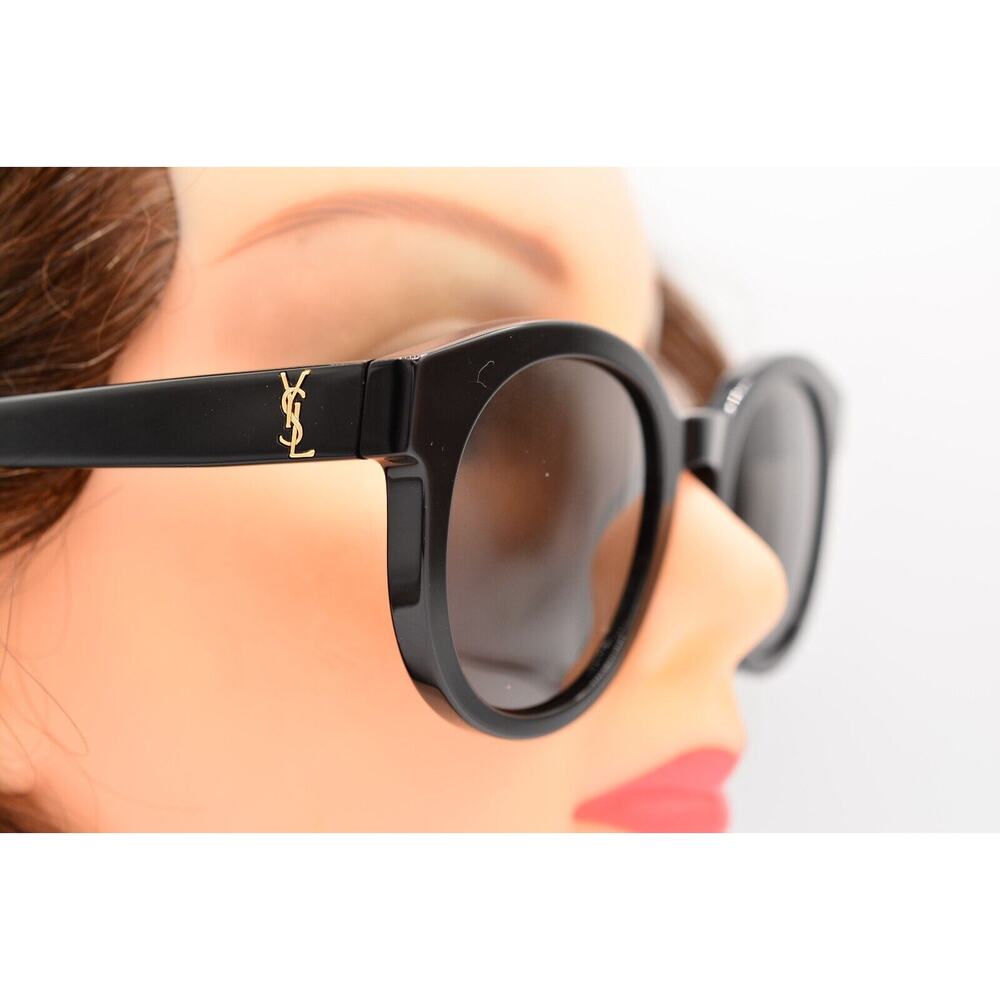 Ysl Saint Laurent Sl M15 005 5124-145 Black Women's Sunglasses Logo Gold New